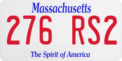 MA license plate 276RS2