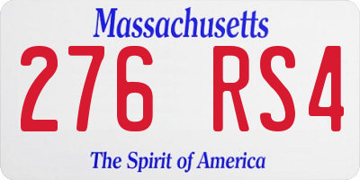 MA license plate 276RS4