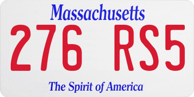 MA license plate 276RS5