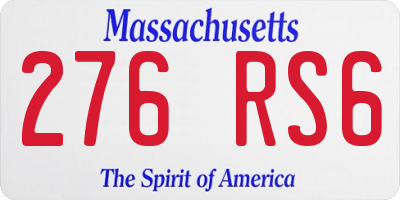 MA license plate 276RS6