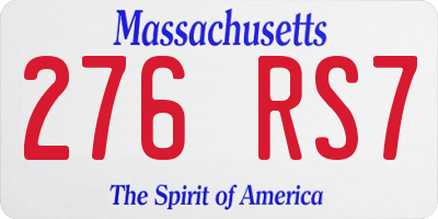 MA license plate 276RS7
