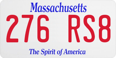 MA license plate 276RS8