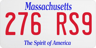 MA license plate 276RS9