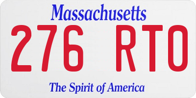 MA license plate 276RT0