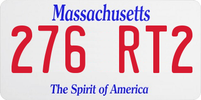 MA license plate 276RT2