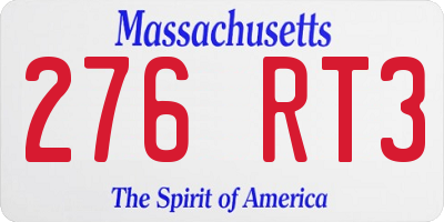 MA license plate 276RT3