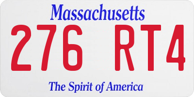 MA license plate 276RT4
