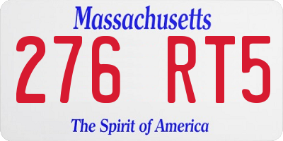 MA license plate 276RT5