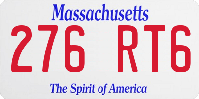 MA license plate 276RT6