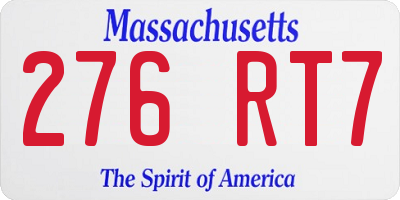 MA license plate 276RT7