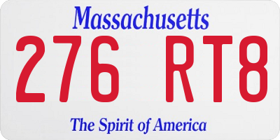 MA license plate 276RT8