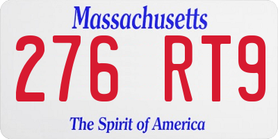 MA license plate 276RT9