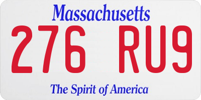 MA license plate 276RU9