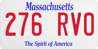 MA license plate 276RV0