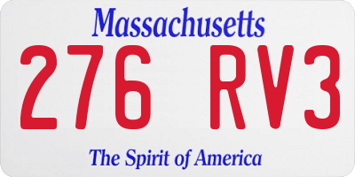 MA license plate 276RV3