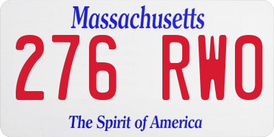 MA license plate 276RW0