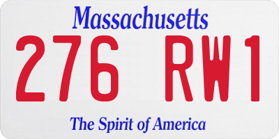 MA license plate 276RW1