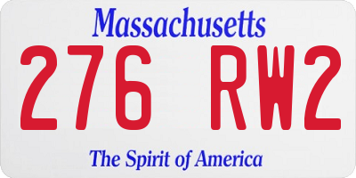 MA license plate 276RW2