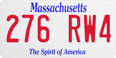 MA license plate 276RW4