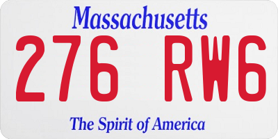 MA license plate 276RW6