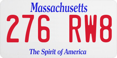 MA license plate 276RW8