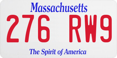 MA license plate 276RW9