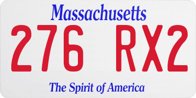 MA license plate 276RX2