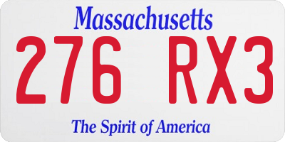 MA license plate 276RX3