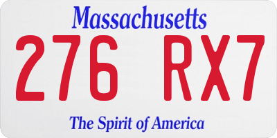 MA license plate 276RX7