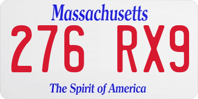 MA license plate 276RX9