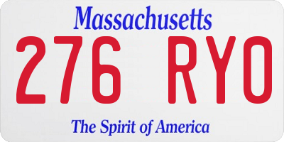 MA license plate 276RY0