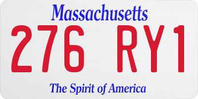 MA license plate 276RY1