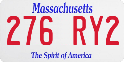 MA license plate 276RY2