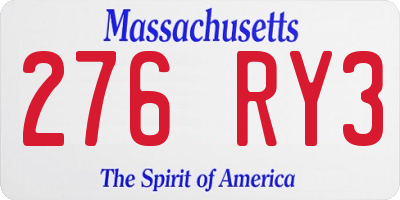 MA license plate 276RY3