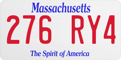 MA license plate 276RY4