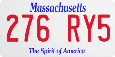 MA license plate 276RY5