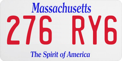 MA license plate 276RY6