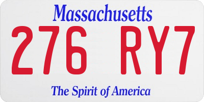 MA license plate 276RY7