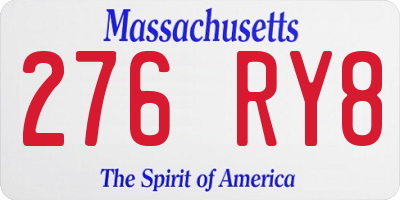 MA license plate 276RY8