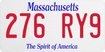 MA license plate 276RY9