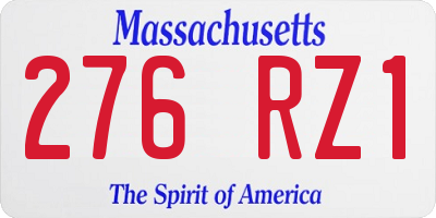 MA license plate 276RZ1