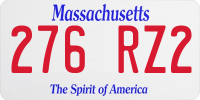 MA license plate 276RZ2