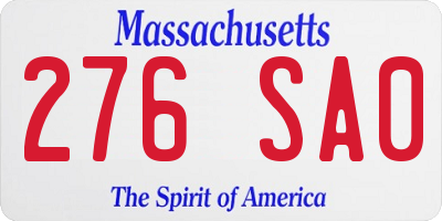 MA license plate 276SA0