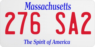MA license plate 276SA2
