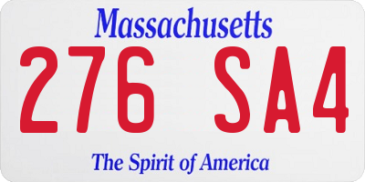 MA license plate 276SA4