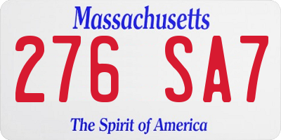 MA license plate 276SA7