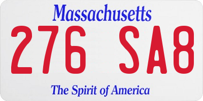 MA license plate 276SA8