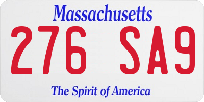 MA license plate 276SA9