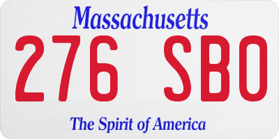 MA license plate 276SB0