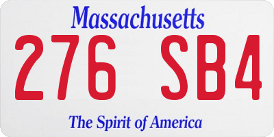 MA license plate 276SB4